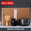 Ensembles de voies de thé 6pcs 4pcs à thé Brosse de fouet Brush Bamboo Matcha Scoop et support Bol avec passoire Accessoire de cérémonie japonaise