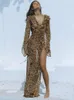 Повседневные платья 2024 модный леопардовый принт рюши