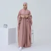 Vêtements ethniques Solid Mock Neck Kaftan Abaya Modest Batwing Sleeve Maxi Dress Islam Muslim Caftan Robe Longue Turkish Fashion