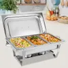 BYMAOCAR 3 PAN VOEDSEL WARMER roestvrijstalen buffet Set 1*Water Pan3*Voedselcatering met dekselvouwbare standaard voor Elsbrunches 240511