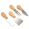 Conjuntos de utensílios de jantar 4pcs faca de queijo conjunto de aço inoxidável exclusivo com alça de madeira bronze de manteiga