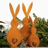 Rusty Pâques Iron Rabbit Egg Silhouette Cross Garden Insert Courtyard Decoration