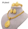 Collier d'oreilles Collier Gold Couleur 24K Bijoux pour femmes Africain Bridal Wedding Gifts Party Drops Pendants Ring Bracelet Set1642216