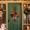 Dekoracyjne kwiaty cukierki wieniec z trzciny cukrowej formularz świąteczny kokardka do drzwi frontowych Fall Orange Czerwona Hortensja ręcznie robiona
