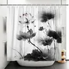 Duschvorhänge Chinesische Malerei Lotus Blumenvorhang für Badezimmer Dekor wasserdichte Polyester Stoffbad mit Haken