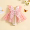 EWODOS Infant Girls Bodysut Dress Butterfly Wing Fly Sleeve Sweet Tulle Princess Dresses Hem Jumpsuits Clothes Baby Bodysuits 240511