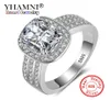 Yhamni Fine Jewelry Womens Wedding Silver 925 Ring Big CZ Diamond Crystal Anneaux de fiançailles pour les femmes Cadeau Tr0113115543