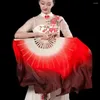 Figurines décoratives ventilateur de danse ventre voile vraie en soie deux couches bambou courte magie de rêve couleur gradient de poids léger pour le folk chinois yangko