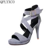 QPLYXCO 2018 Summer Elegant Style Sandals fashion Big & Small Size 31-48 women thin High Heels (10CM) wedding Party shoes 8675