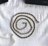 Kedjor Designer's Black Gold Round Midje kedja med bältesmetallläder rep kohud flätat tunt halsband