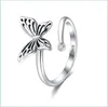 Anéis de banda Sterling Sier Sier Ring Butterfly Aberta Anéis para mulheres vintage punk gato fofo pérola jóias de casamento 740 z2 Drop Delivery2373408