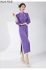 Robes décontractées miyake robe violette chinois style féminin haut de gamme 2024 Spring rétro amélioré la version Cheongsam plissée