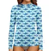 Women's Swimwear Long Sleeve Surfing Suit UV Protection Water Sports Tight Beachwear Print High-Elastic Surf Wear