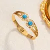 Bangle vintage en acier inoxydable Open Femmes Blue Turquoise Bracles Gold Spring Backle Hand Bijoux Accessoire Cadeau