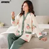 Moda de sono feminina Plus Tamanho M-5xl Cotton Women Women Women Pijamas Kimono Cardigan Mangas compridas Lady Pijamas Lady Pijamas