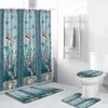 Tende per doccia 4 pezzi Floral tende botaniche a molla farfalla da giardino foglia moderna design moderno set da bagno tappeto da bagno per bagno tappeto