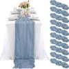 10-stcs semi-shier stoffige blauwe tafels runner gaas kaasdoek tafels setting dineren bruiloftsfeest kerstbogen cake decor 240509