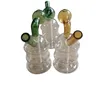 2PCS Bubbler Oil Burner Glass Percolator Diffuser Water Pipes Hookah Bongs Bubblers Recycle Filter Mini Portable Smoking pipes