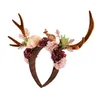 Party Supplies Elegant Antler Headband Hair Decors Christmas Deer Horn Flower Hairhoop