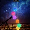 Estatuetas decorativas Rice LED Ball Solar Lamp Wind Wind Wind Chime Outdoor Impermeável Luz colorida de rolinhos pendurados para o jardim de casas