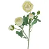 Dekorativa blommor av 6 kräm ranunculus konstgjorda blommiga sprayer 21 skum koreansk rum dekor falska rosor glas vas pampas gräsdekoration b