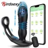 Siliconen anale vibrator stuwkracht Prostaatstimulator Massager Vertraging ejaculatie slotring Buttplug seks speelgoed dildo's voor mannen 240507