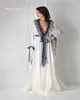 Party Dresses Elegant White Feather Prom Dress 2024 V Neck långa ärmar Lace Bridal Robe Nightgown Silk Satin Pyjama Custom Made Rekommend