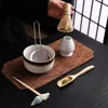 Ensembles de voies de thé 6pcs 4pcs à thé Brosse de fouet Brush Bamboo Matcha Scoop et support Bol avec passoire Accessoire de cérémonie japonaise