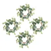 Fleurs décoratives 4 pcs Eucalyptus Couronne d'anneau de mariage rustique décor country décorations vert feuilles