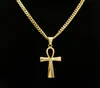 Gyptian Ankh Key Charm Hip Hop Cross Gold Silver Plated Pendant Halsband för män av högsta kvalitet Fashion Party Jewellry Gift7905173