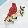 Broşlar wulibaby pırıl pırıl güzel kuş kadınlar için unisex kırmızı rhinestone güzel hayvan parti ofisi broş pimleri hediyeler