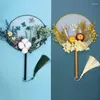 Dekorative Figuren natürliche getrocknete Blumen Fans DIY Kit Malerei Round Hand Craft Making for Hanfu Home Dekoration Party Hochzeit Hochzeit