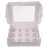 Storage Bottles 4pcs Cupcake Boxes Clear Window Bakery Box With 12 Hole Inserts Cake Packaging