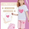 Kläderuppsättningar Princess Girls Cotton Set Short Sleeved T-shirt och 2st/Set Cute and Cute Cat Print T-shirt Summer Cute Tracksuitl2405