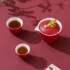 Teaware Sets High Quality Red Ceramic Tea Custom Teapot And Cup Set Handmade Gaiwan Teacup Suit Customized Portable Beauty