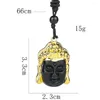 Pendant Necklaces Religion Buddhism Shakyamuni Buddha Bodhisattva Obsidian White Crystal Necklace Mascot Amulet Charm Choker Chain Jewelry