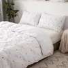 Bedding Sets 2/3pcs Jacquard Bed Linen Set Elastic Plaid Comforter Duvet Cover Pillowcase Home Textile