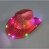 Cowgirl Light 50pcs clignotant le chapeau LED Up Sequin Cowboy Chapeaux Lumineux Caps Halloween Costume fy7970 SS0530 S