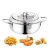 Pans Japanese Deep Fryer Stainless Steel Kitchen Tempura Pan Oil French Fries Frying With Draining Rack