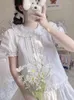 Blouses pour femmes Qweek Y2k Coquette Kawaii Ruffles mignons Shirta Lolita Shirt Soft Girls Sleeve Japonais Harajuku Top 2024 Été