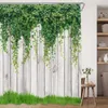 Rideaux de douche rideau mural vintage vignes botaniques de feuilles fleur en bois rustique fermier de la ferme en tissu en polyester