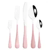 Set di stoviglie set rosa 5pcs posate posate set di coltello forchetta per cucchiaio tavoli da tavolo in acciaio inossidabile per drop di nozze
