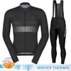 Les ventilateurs Tops Tees Scott Cycling Jerseys Pantals Mens Mens à manches longues Maillot de chaleur hivernale 2024 Set Wool Bicycle Retro Q240511