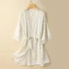 Женская одежда для сна V-образного вырезка Sleep Set Women Женские кружевные пижамные припечатки Satin Nightgow