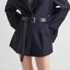 女性のショートパンツ2024 2色ベルトミニデザイナープリーツジッパー付きポケットタイトウエストハイエンド衣類夏Y2K