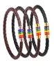 Genuine Leather Rainbow LGBT Sign charm Wrap bracelets For Women Men Gay Lesbian stainless steel Magnetic buckle Bangle Wristband9944859