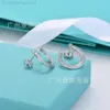 Desginer Tiffanyjewelry Bransoletka 925 Srebrna igła T Family TAKAPAP STAPAPE Full Diamond Ear Studs Kobieta biała miedź plastowana 18K prawdziwa złota moda prosta oryginalna stalowa prą