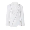 Costumes pour femmes Eshin Blanc Blazer Irrégulier Blazer Femmes Notchée à manches longues Veste en ajustement Fashion Tide Spring Automne 2024 XF1816