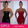 Lässige Kleider 10 Sommer 2024 Sexy y2k trägerloser Reißverschluss bodycon Mini Kleid Massenartikel Großhandel Lose süße Frauen Kleidung S13655