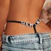 Briefs Panties Simple Striped Thin Sexy Thongs Customized Crystal Letter Name Fashion Personty Womens Low Waist Panties Cotton Underwear T240510